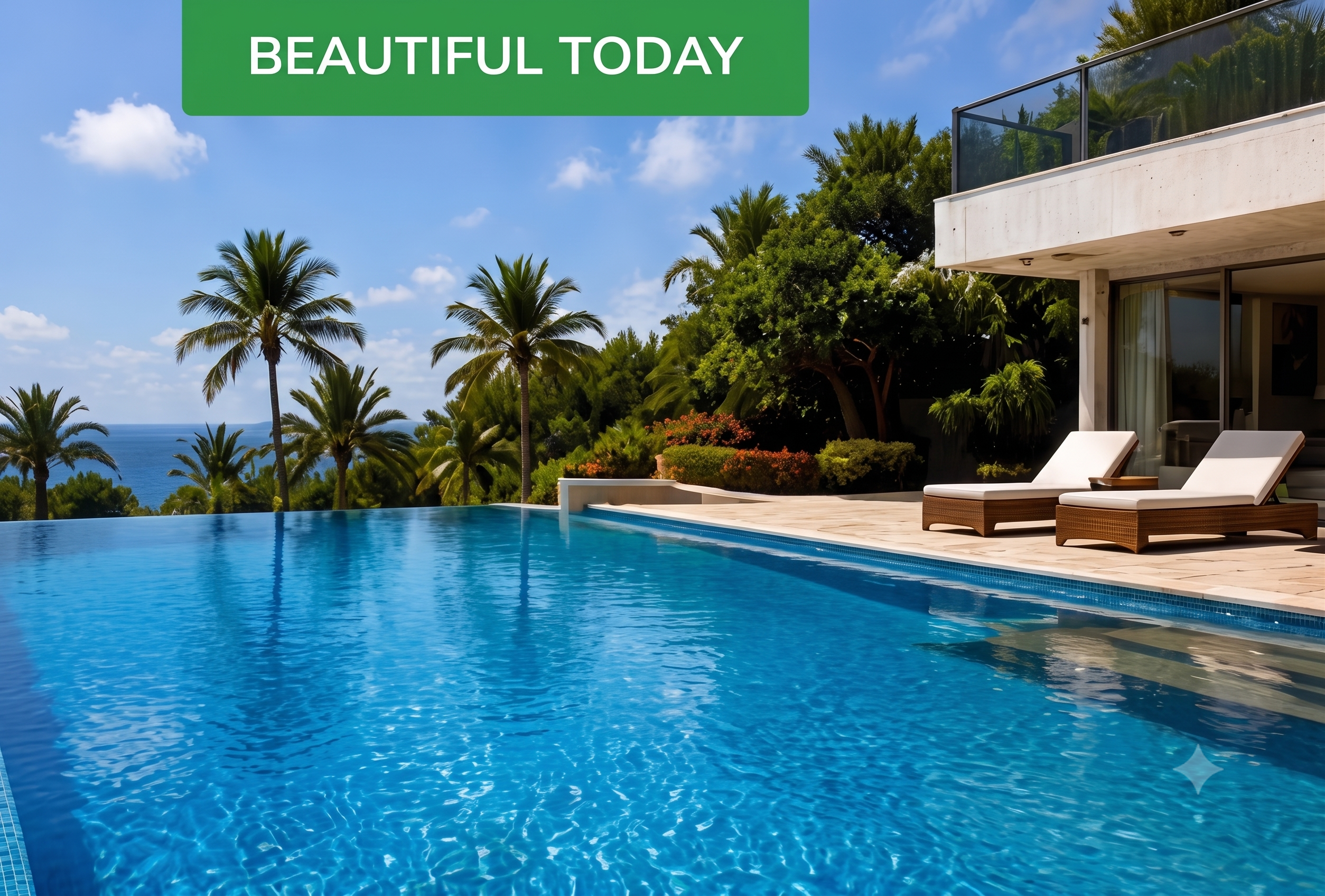 Beautiful clear swimming pool today